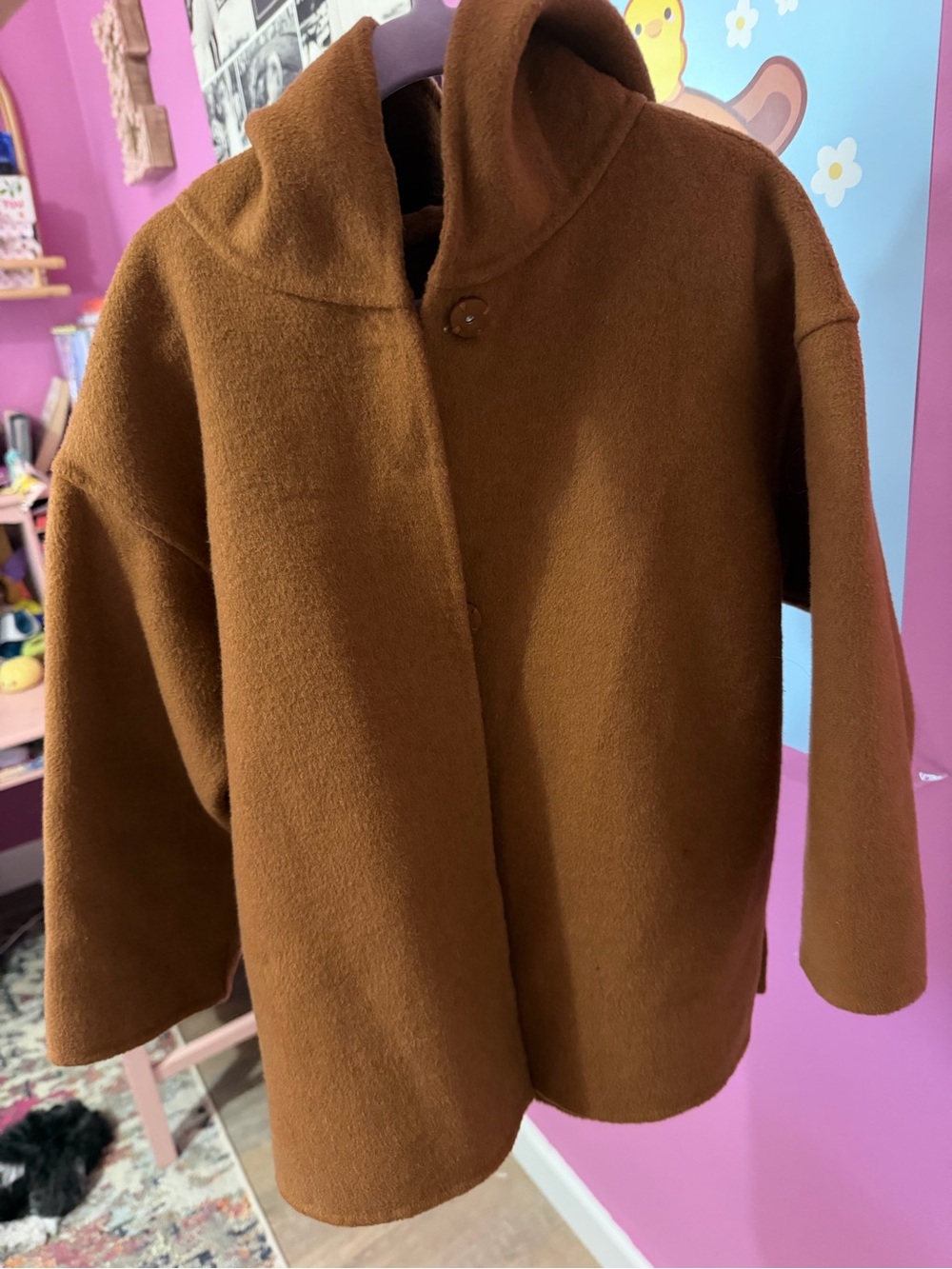 Zara Wool Kids Brown Hooded Coat